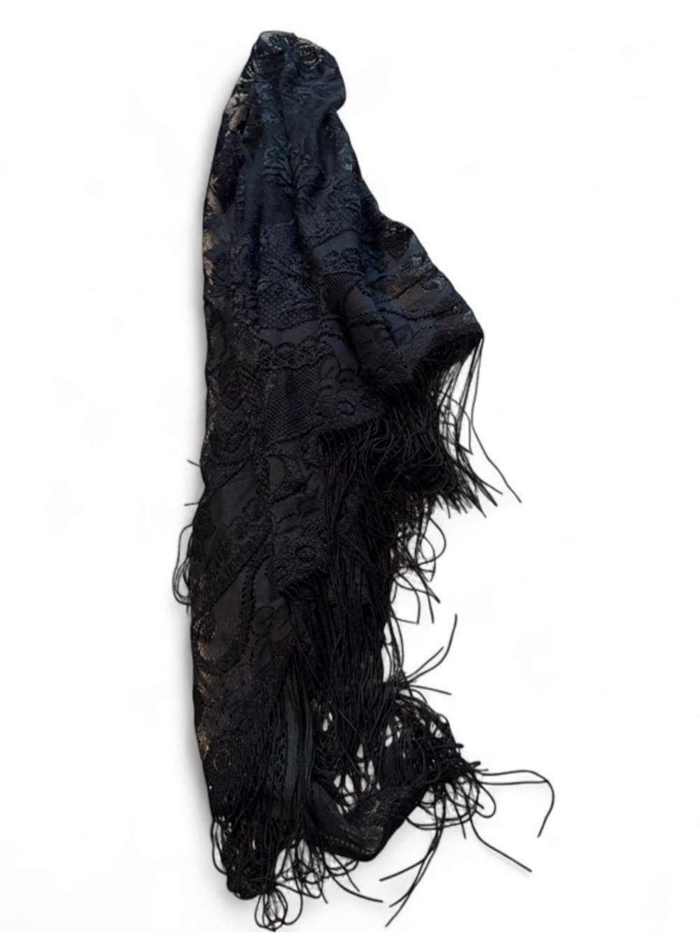 Black Lace Fringe Shawl Scarf